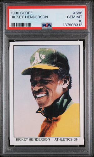 Rickey Henderson 1990 Score Athletics Card #686 PSA 10