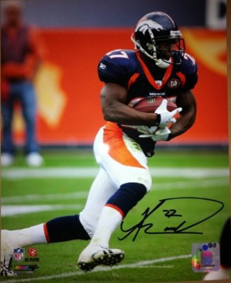 Knowshon Moreno Autographed Denver Broncos 16X20 Photo (blue jersey)- Moreno Hologram-Powers Sports Memorabilia