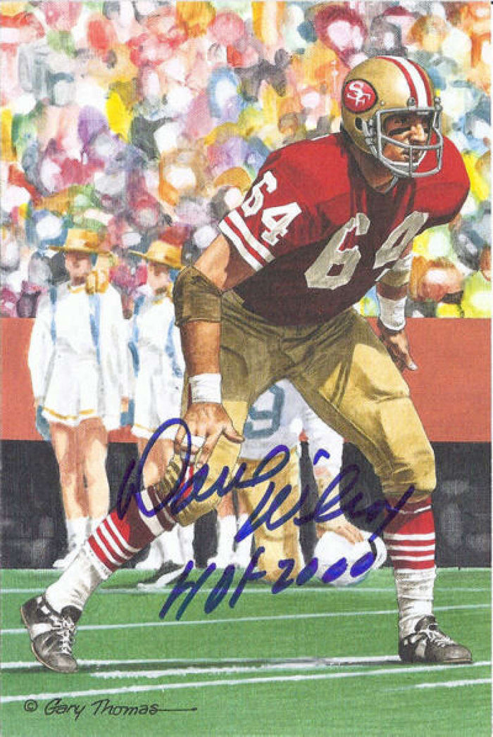 Dave Wilcox Signed San Francisco 49ers Goal Line Art Card Blue w/HOF-Powers Sports Memorabilia