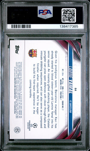 Lamine Yamal 2023-24 Topps UEFA Champions League Soccer RC Rookie Card #64 Graded PSA 8 Cert #138417385-Powers Sports Memorabilia