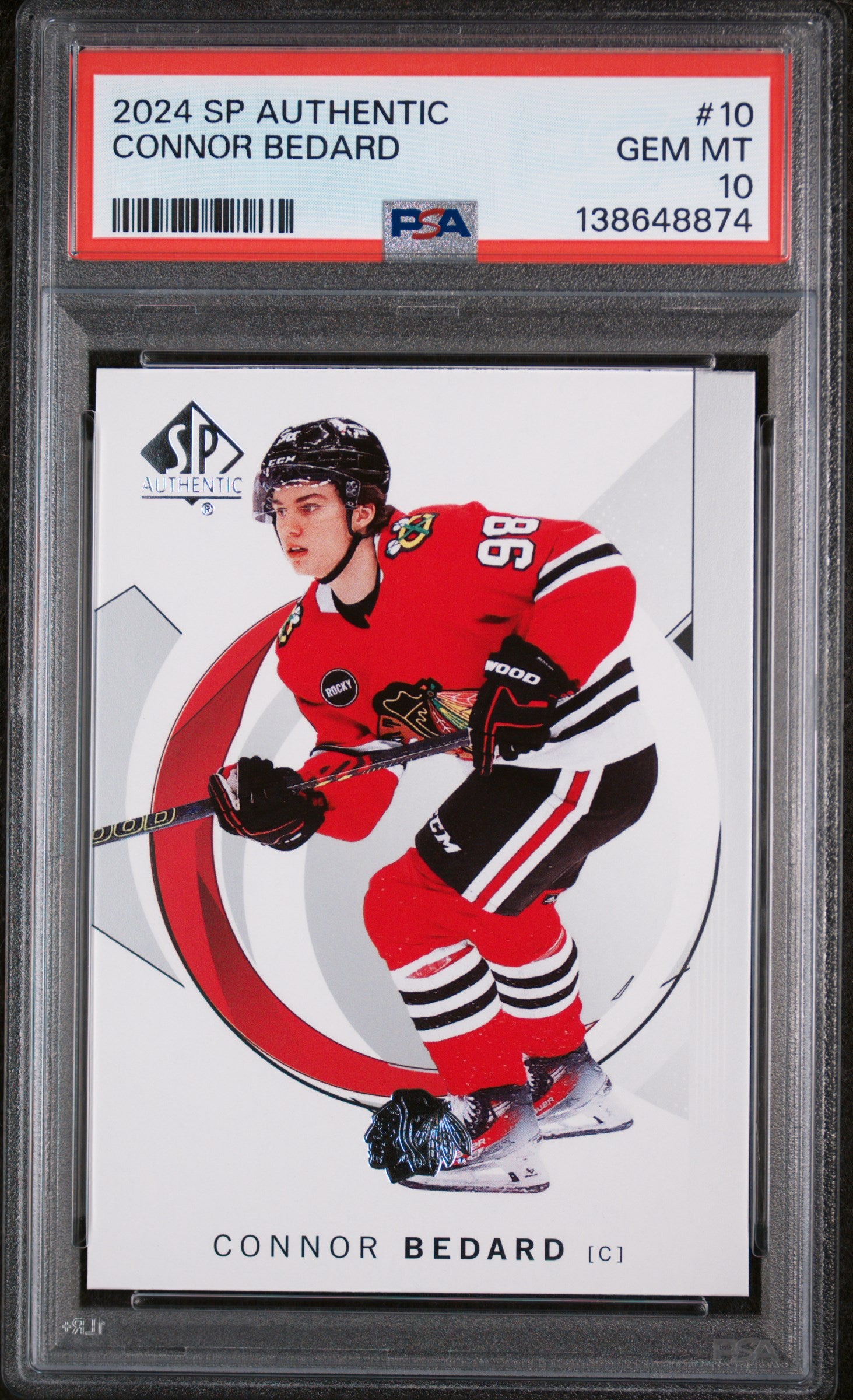 Connor Bedard 2024 SP Authentic Hockey Card #10 Graded PSA 10 Cert #138648874-Powers Sports Memorabilia