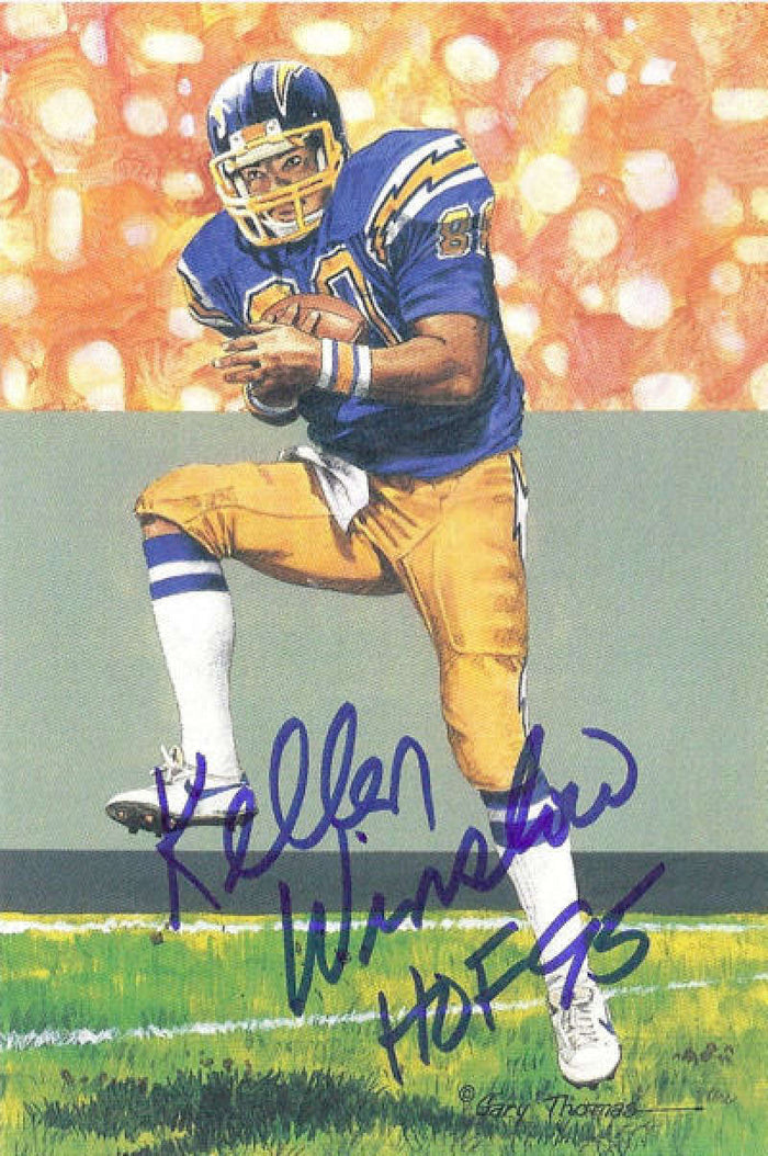 Kellen Winslow Signed San Diego Chargers Goal Line Art Card blue w/HOF-Powers Sports Memorabilia