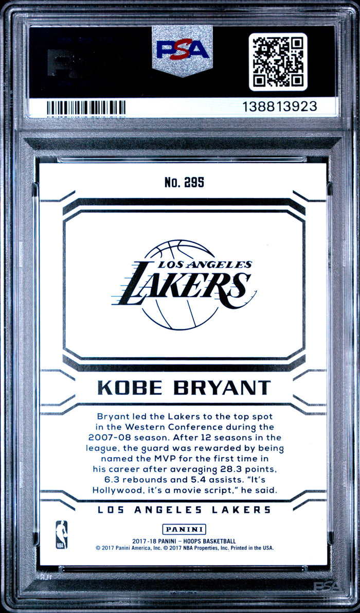 Kobe Bryant 2017 Panini Hoops Career Tribute Card 295 PSA 10-Powers Sports Memorabilia