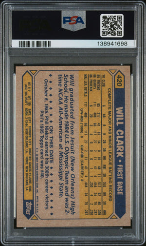 Will Clark 1987 Topps San Francisco Giants Signed Baseball RC Rookie Card #420 PSA 5 Auto 10 Cert #138941698-Powers Sports Memorabilia