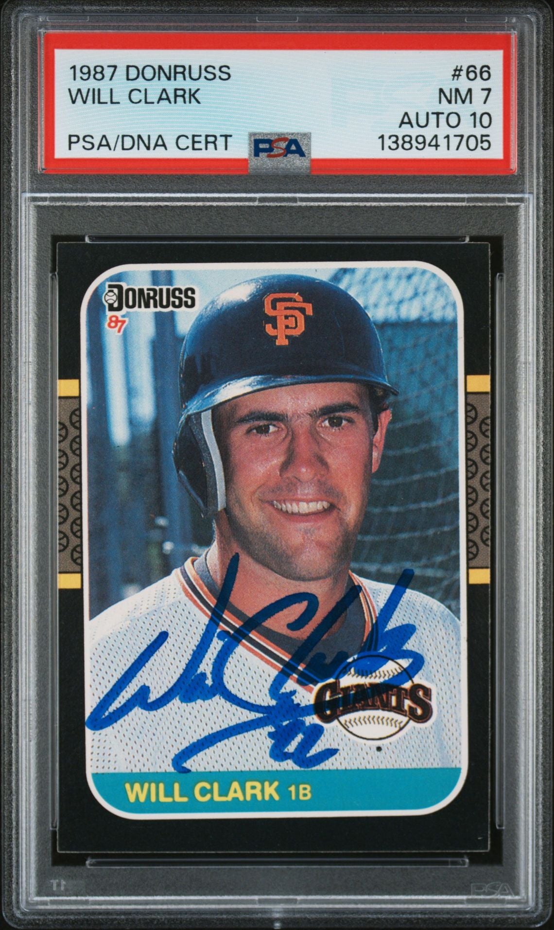 Will Clark 1987 Donruss San Francisco Giants Signed Baseball RC Rookie Card #66 PSA 7 Auto 10 Cert #138941705-Powers Sports Memorabilia