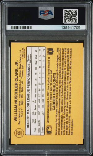 Will Clark 1987 Donruss San Francisco Giants Signed Baseball RC Rookie Card #66 PSA 7 Auto 10 Cert #138941705-Powers Sports Memorabilia
