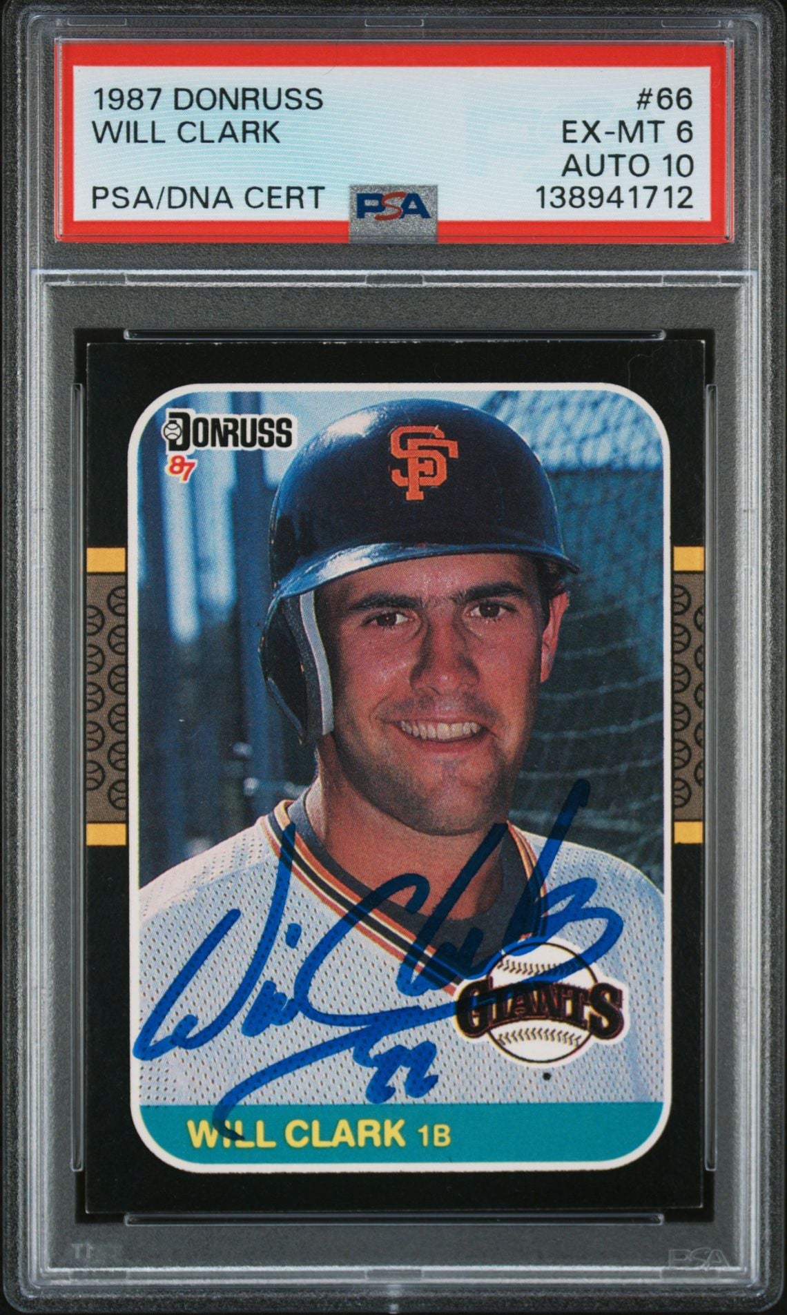 Will Clark 1987 Donruss San Francisco Giants Signed Baseball RC Rookie Card #66 PSA 6 Auto 10 Cert #138941712-Powers Sports Memorabilia