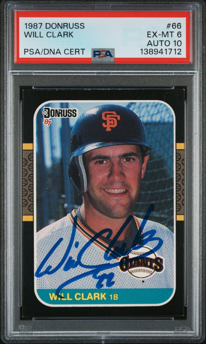 Will Clark 1987 Donruss San Francisco Giants Signed Baseball RC Rookie Card #66 PSA 6 Auto 10 Cert #138941712-Powers Sports Memorabilia