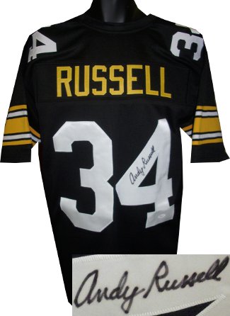 Andy Russell Autographed Black TB Custom Stitched Pro Style Football Jersey XL- JSA Hologram-Powers Sports Memorabilia