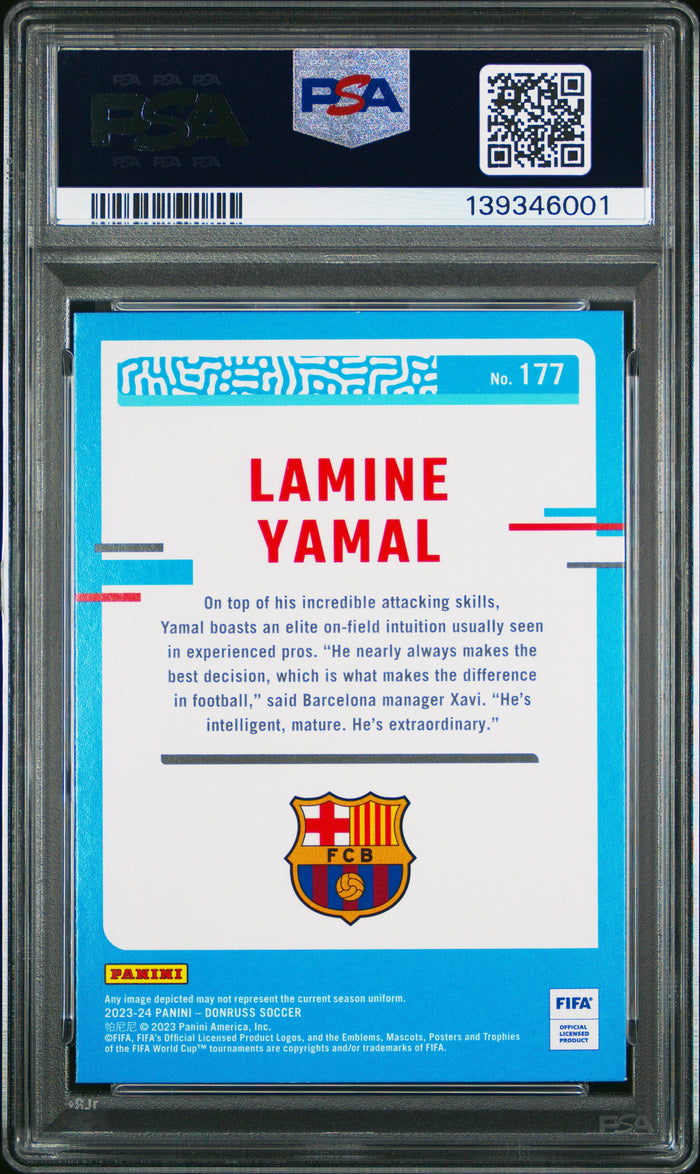 Lamine Yamal 2023 Donruss FIFA RC Rookie Card #177 PSA 8-Powers Sports Memorabilia