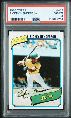 Rickey Henderson 1980 Topps RC Rookie Card #482 PSA 4