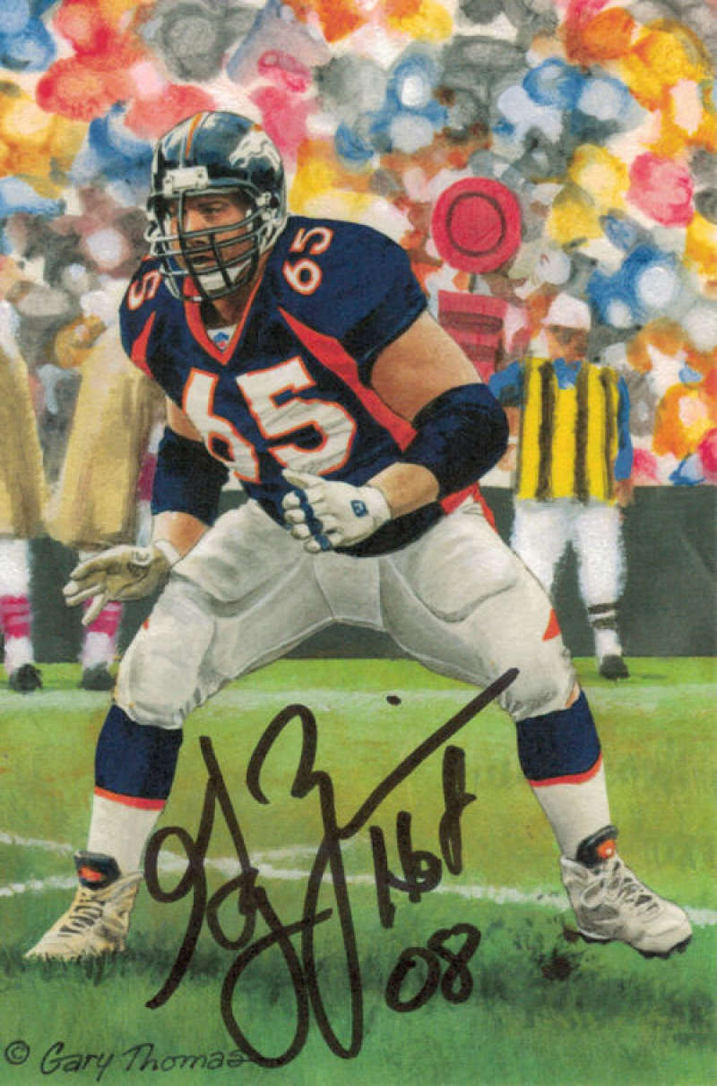 Gary Zimmerman Denver Broncos Signed Goal Line Art Card black /HOF 08-Powers Sports Memorabilia