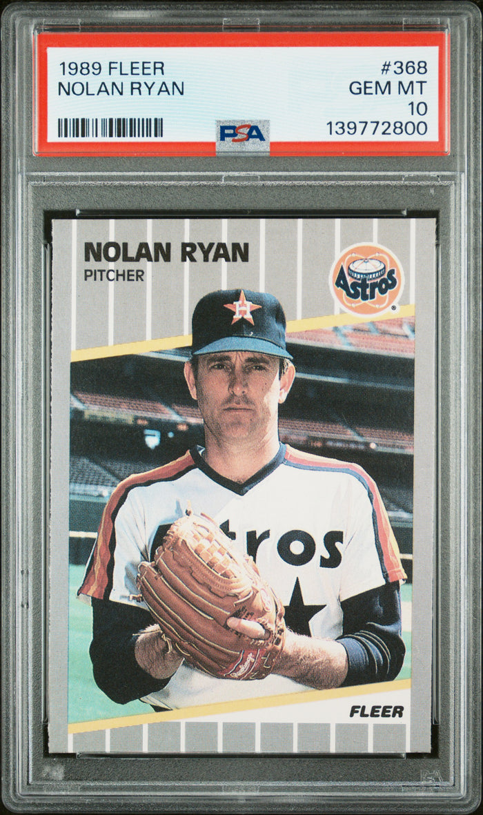 Nolan Ryan 1989 Fleer Houston Astros Baseball Card #368 Graded PSA 10 Cert #139772800-Powers Sports Memorabilia
