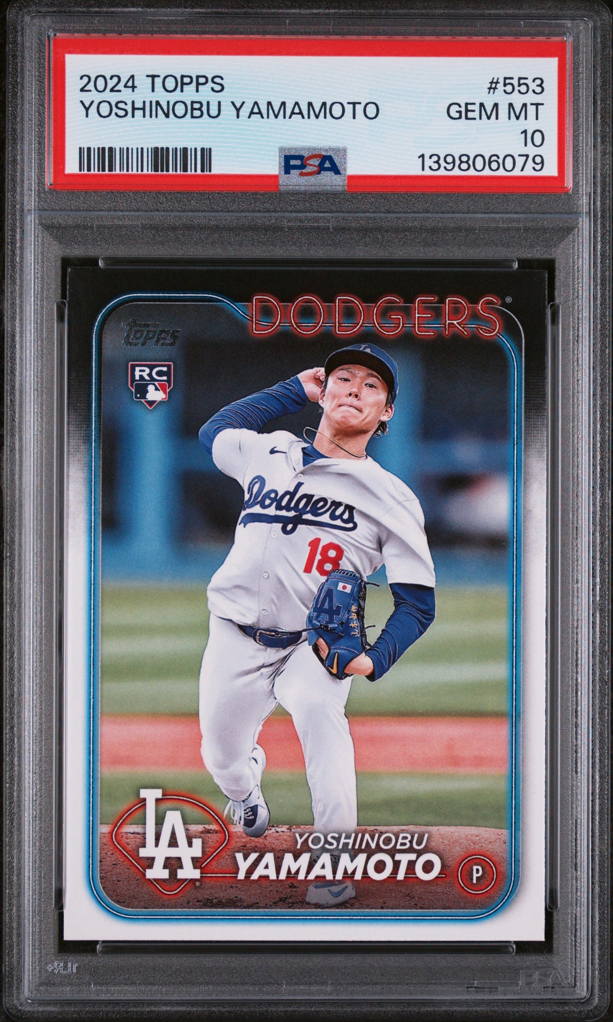 Yoshinobu Yamamoto 2024 Topps Los Angeles Dodgers Baseball RC Rookie Card #553 Graded PSA 10 Cert #139806079-Powers Sports Memorabilia
