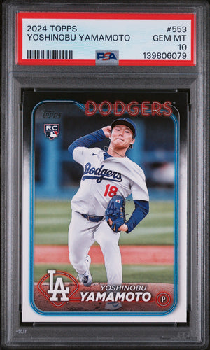 Yoshinobu Yamamoto 2024 Topps Los Angeles Dodgers Baseball RC Rookie Card #553 Graded PSA 10 Cert #139806079-Powers Sports Memorabilia