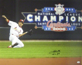 So Taguchi Autographed St. Louis Cardinals 16x20 Photo Sliding (2006 World Series Champs) English/Japanese-Powers Sports Memorabilia