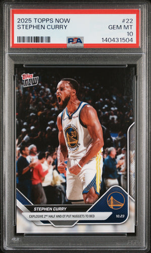 Stephen Curry 2025 Topps Now Golden State Warriors Basketball Card #22 Graded PSA 10 Cert #140431504-Powers Sports Memorabilia