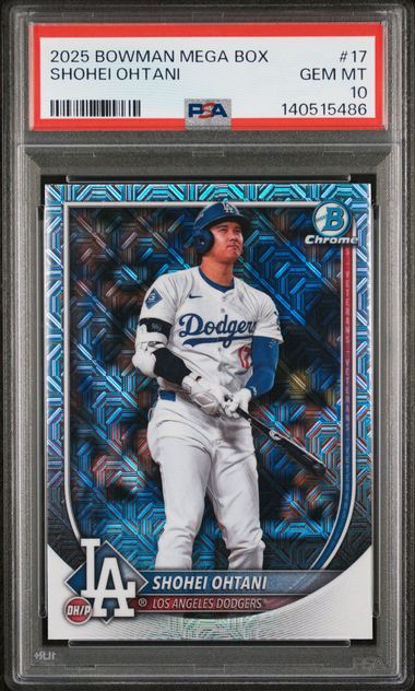 Shohei Ohtani 2025 Bowman Mega Box Dodgers Card #17 PSA 10-Powers Sports Memorabilia