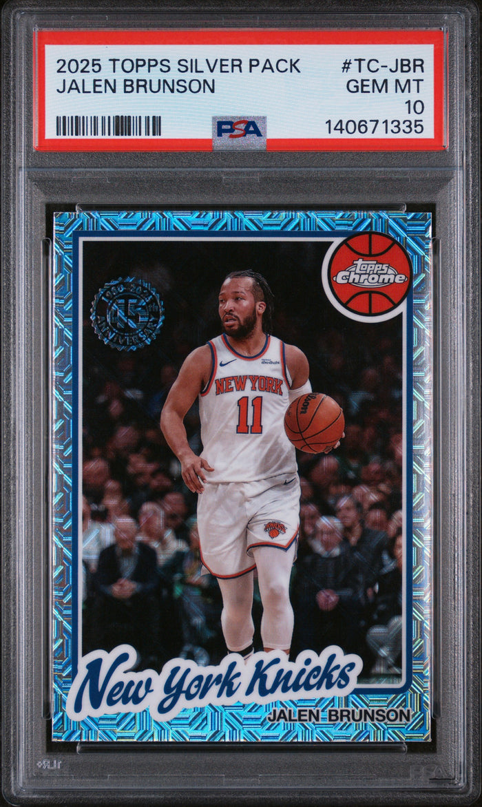 Jalen Brunson 2025 Topps Silver Pack New York Knicks Basketball Card #TC-JBR Graded PSA 10 Cert #140671335-Powers Sports Memorabilia
