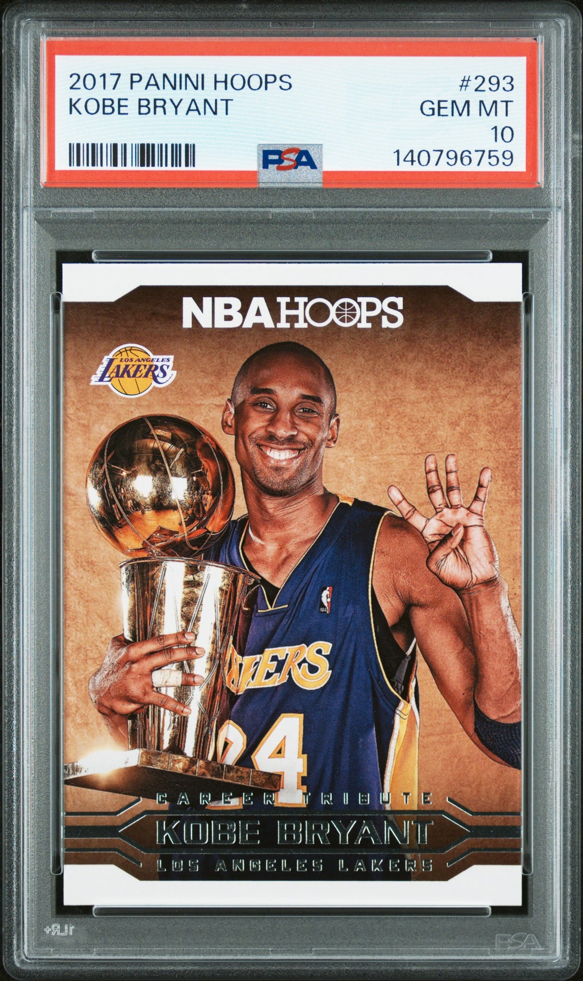 Kobe Bryant 2017 Panini Hoops Career Tribute Card 293 PSA 10