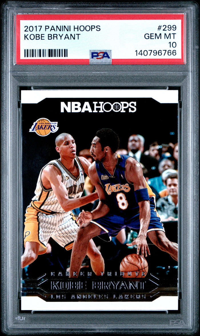 Kobe Bryant 2017 Panini Hoops Career Tribute Card 299 PSA 10-Powers Sports Memorabilia