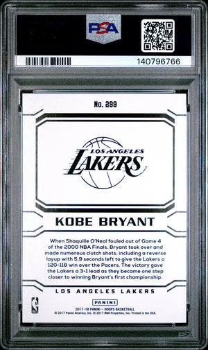 Kobe Bryant 2017 Panini Hoops Career Tribute Card 299 PSA 10-Powers Sports Memorabilia