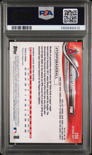 Shohei Ohtani 2018 Topps Opening Day Los Angeles Angels Baseball Rookie Card #200 Graded PSA 9 Cert #140848412-Powers Sports Memorabilia