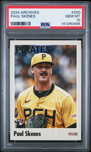 Paul Skenes 2024 Topps Archives Pittsburgh Pirates Baseball Rookie Card #200 Graded PSA 10 Cert #141260466-Powers Sports Memorabilia
