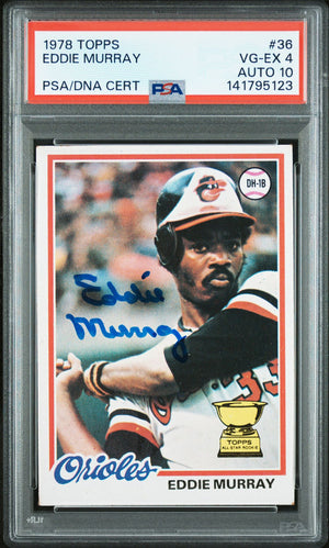 Eddie Murray 1978 Topps Signed Baseball Rookie Card #36 Graded PSA 4 Auto 10 Cert #141795123-Powers Sports Memorabilia
