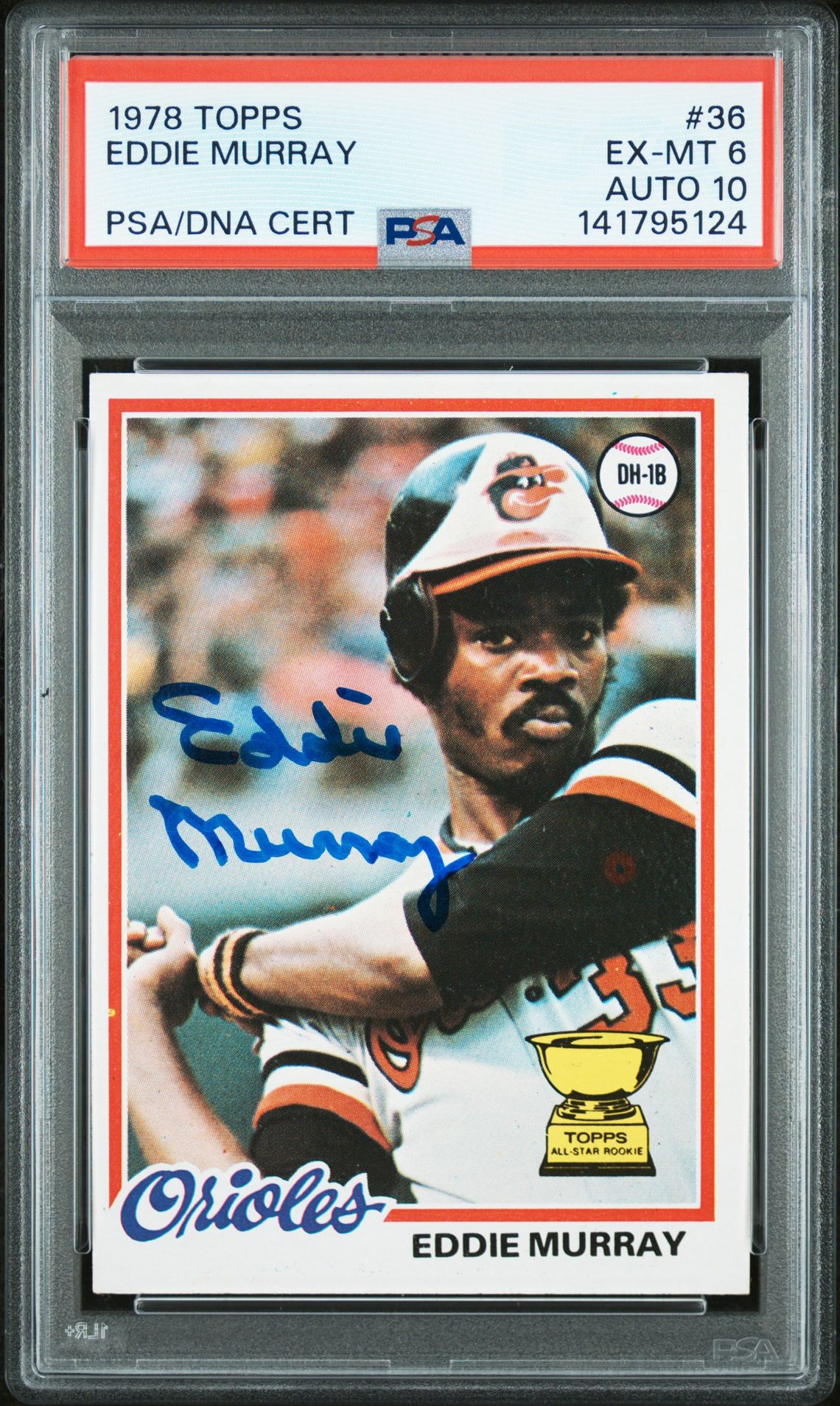 Eddie Murray 1978 Topps Signed Baseball Rookie Card #36 Graded PSA 6 Auto 10 Cert #141795124-Powers Sports Memorabilia