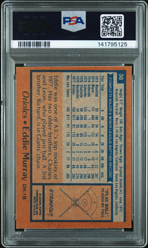Eddie Murray 1978 Topps Signed Baseball Rookie Card #36 Graded PSA 6 Auto 10 Cert #141795125-Powers Sports Memorabilia
