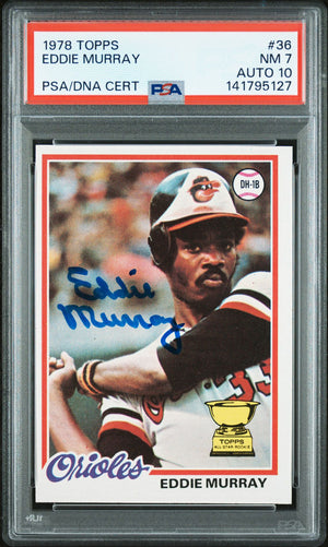 Eddie Murray 1978 Topps Signed Baseball Rookie Card #36 Graded PSA 7 Auto 10 Cert #141795127-Powers Sports Memorabilia