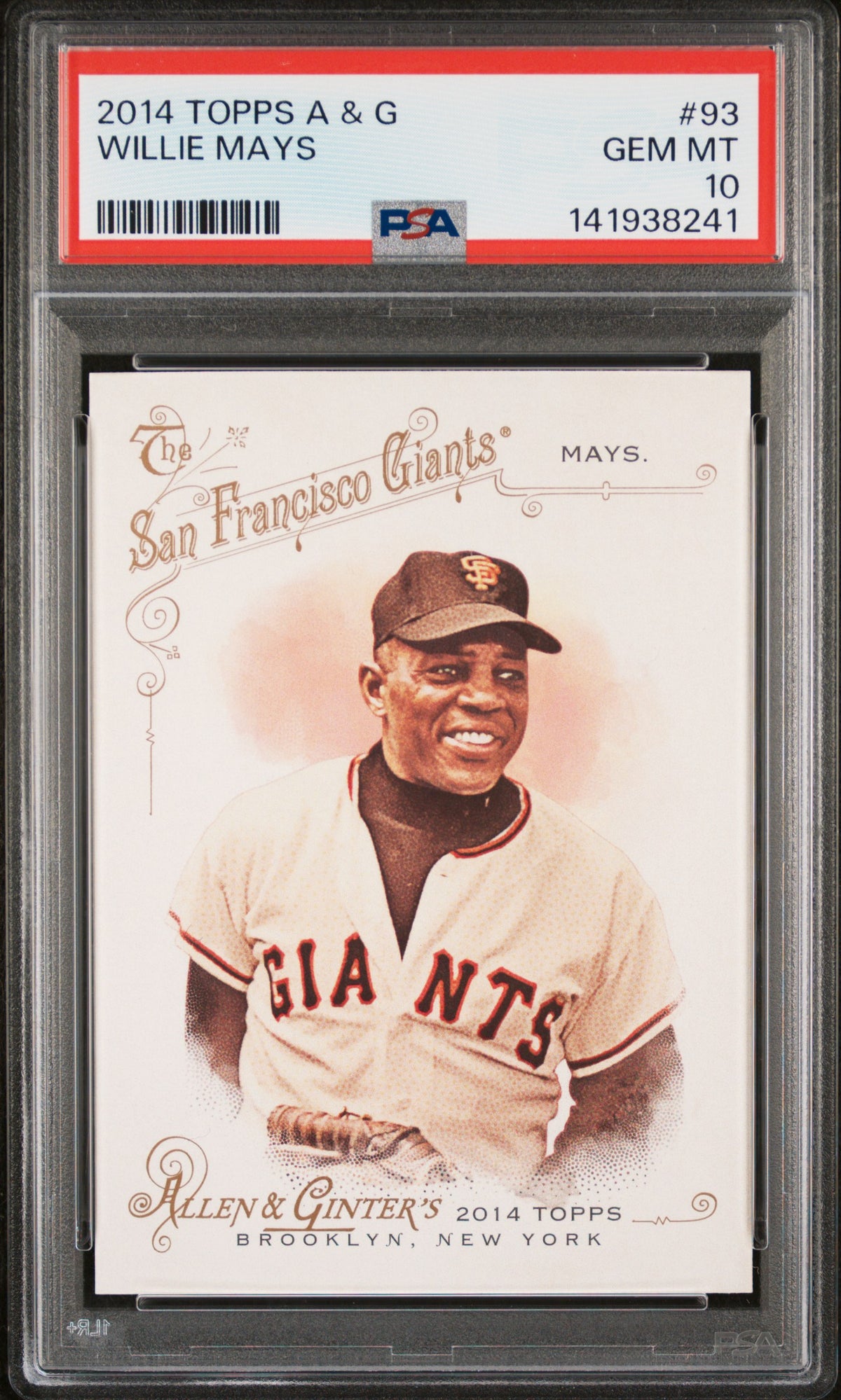 Willie Mays 2014 Topps Allen & Ginter San Francisco Giants Baseball Card #93 Graded PSA 10 Cert #141938241-Powers Sports Memorabilia