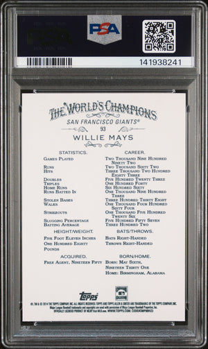 Willie Mays 2014 Topps Allen & Ginter San Francisco Giants Baseball Card #93 Graded PSA 10 Cert #141938241-Powers Sports Memorabilia