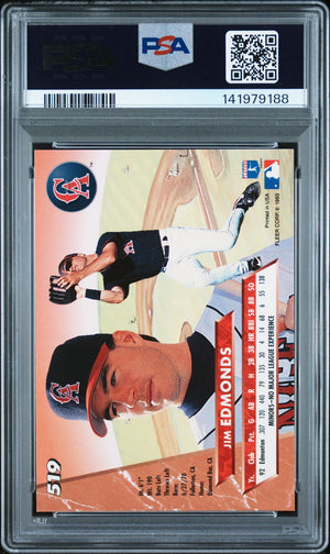 Jim Edmonds 1993 Fleer Ultra Signed Baseball Rookie Card #519 Graded PSA 8 Auto 10 Cert #141979188-Powers Sports Memorabilia