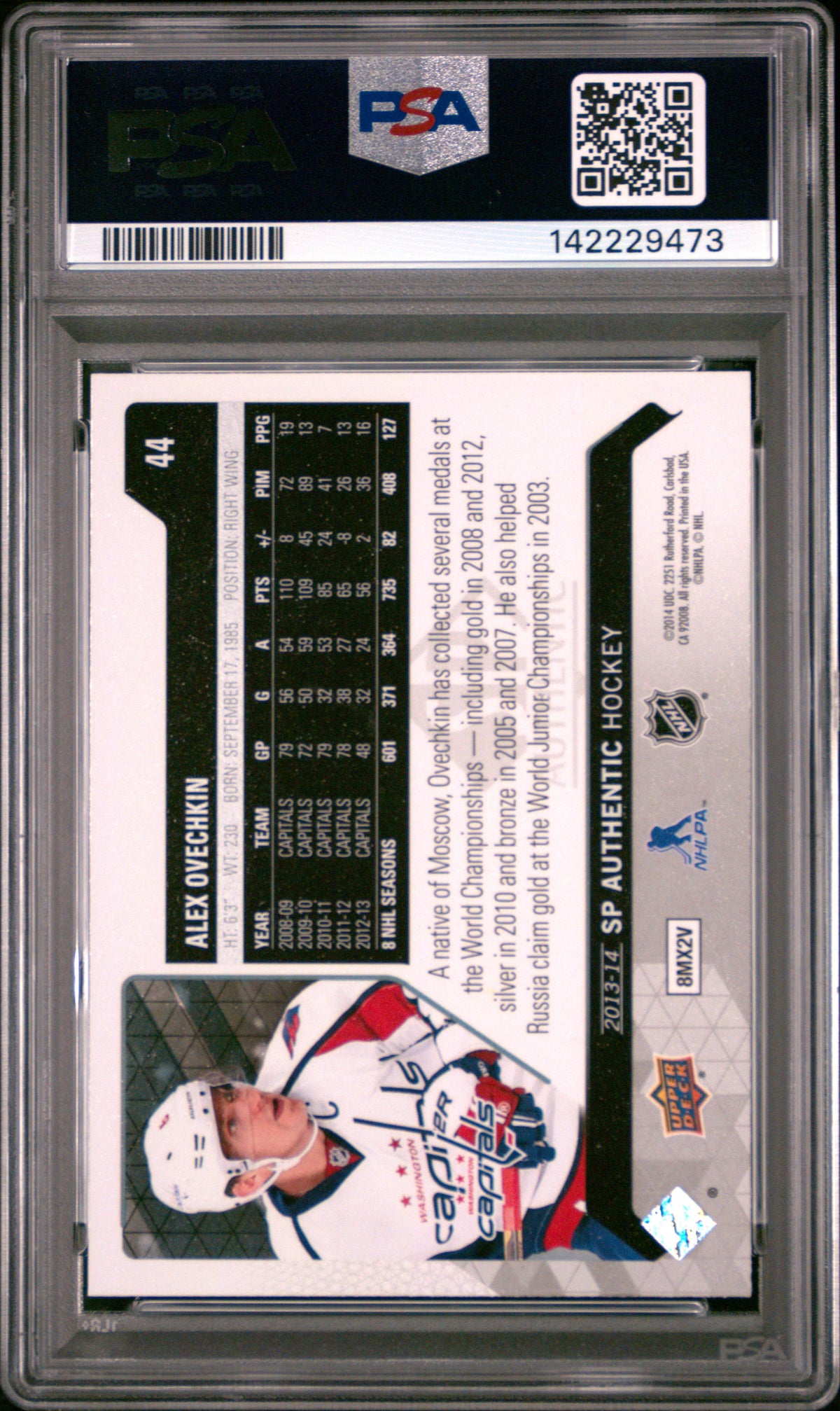 Alex Ovechkin 2013 SP Authentic Capitals Card #44 PSA 10-Powers Sports Memorabilia