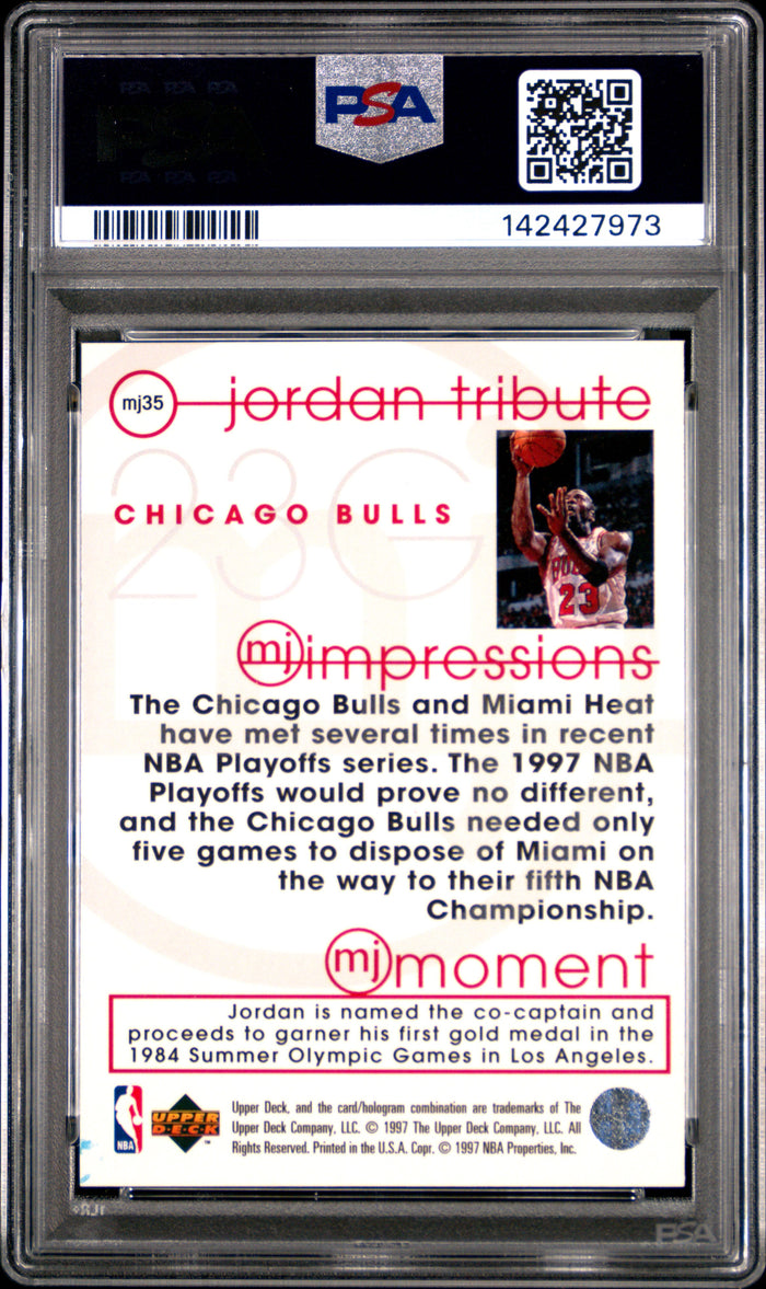 Michael Jordan 1996 Upper Deck Tribute Card #MJ35 PSA 8-Powers Sports Memorabilia