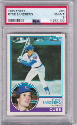 Ryne Sandberg 1983 Topps Chicago Cubs Rookie Card #83 PSA 8