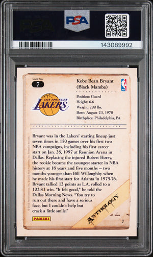 Kobe Bryant 2012 Panini Kobe Anthology Lakers Card #7 PSA 9