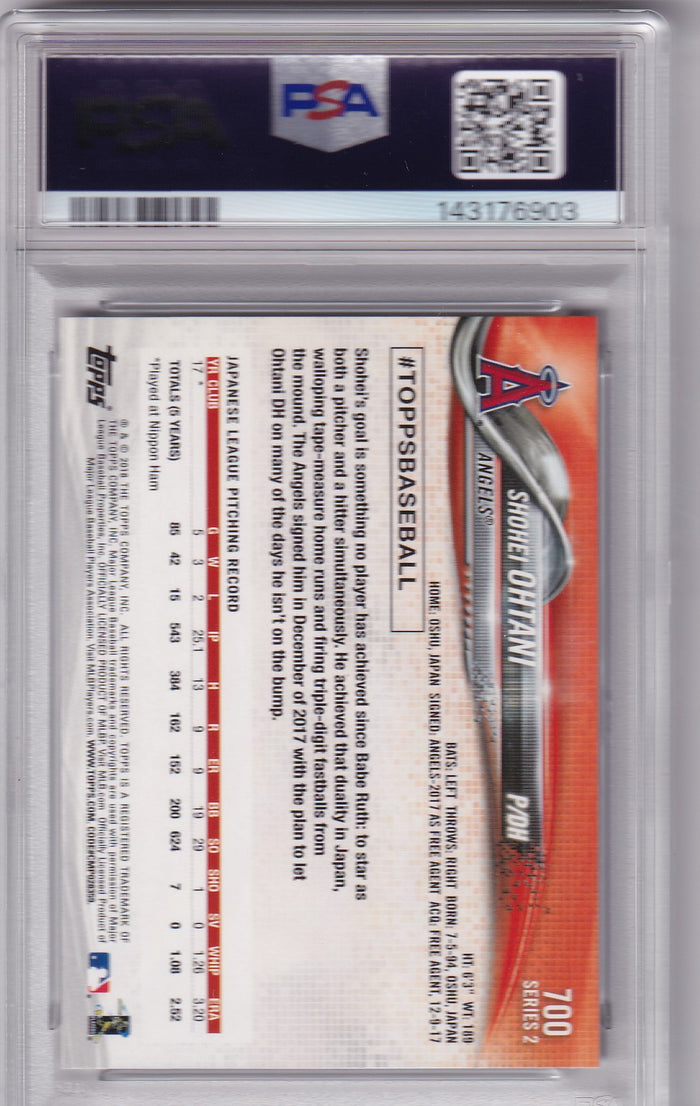 Shohei Ohtani 2018 Topps Pitching Rookie Card #700 PSA 8-Powers Sports Memorabilia