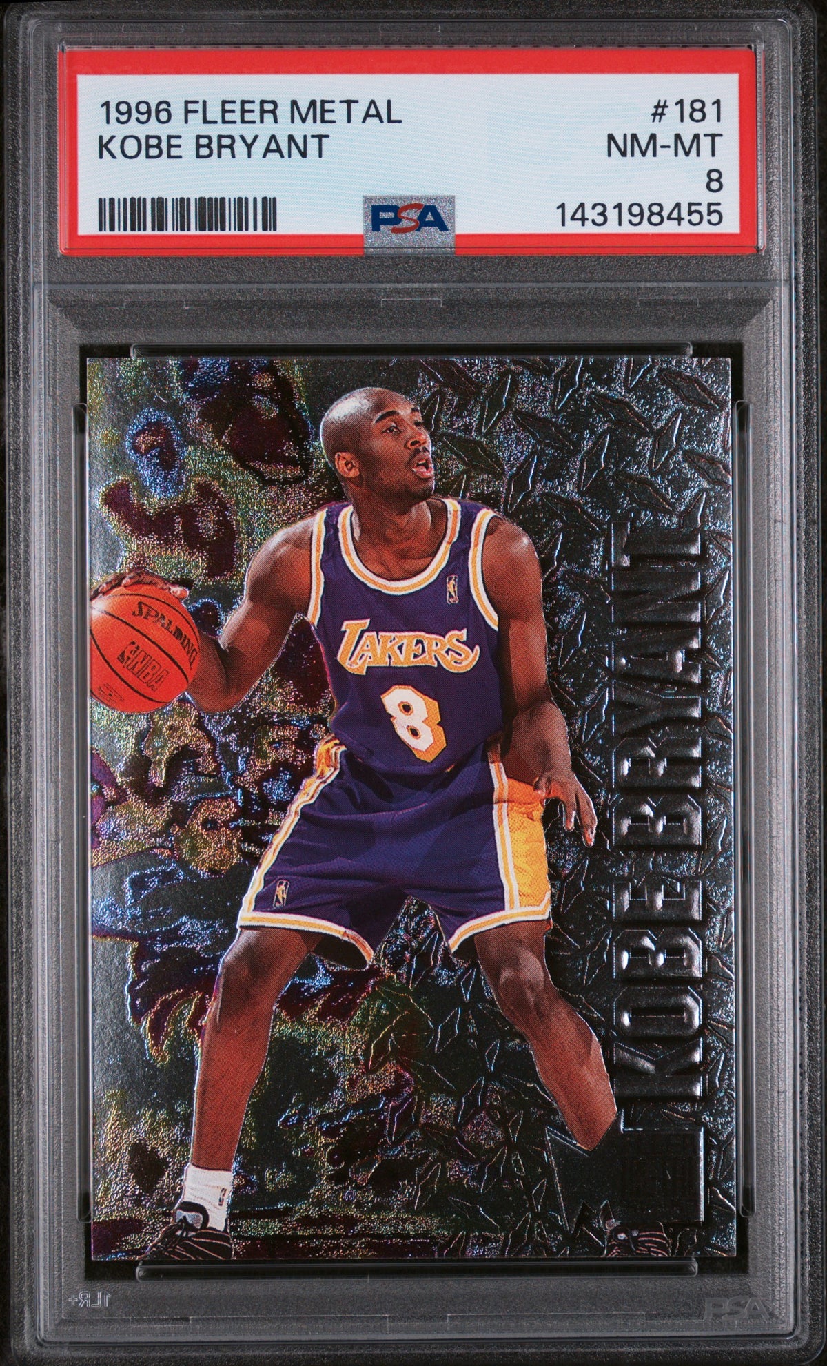 Kobe Bryant 1996 Fleer Metal Los Angeles Lakers Basketball RC Rookie Card #181 Graded PSA 8 Cert #143198455-Powers Sports Memorabilia