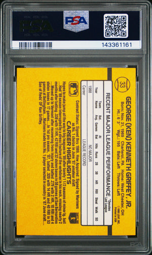 Ken Griffey Jr. 1989 Donruss Rated Rookie Seattle Mariners Baseball RC Rookie Card #33 Graded PSA 9 Cert #143361161-Powers Sports Memorabilia