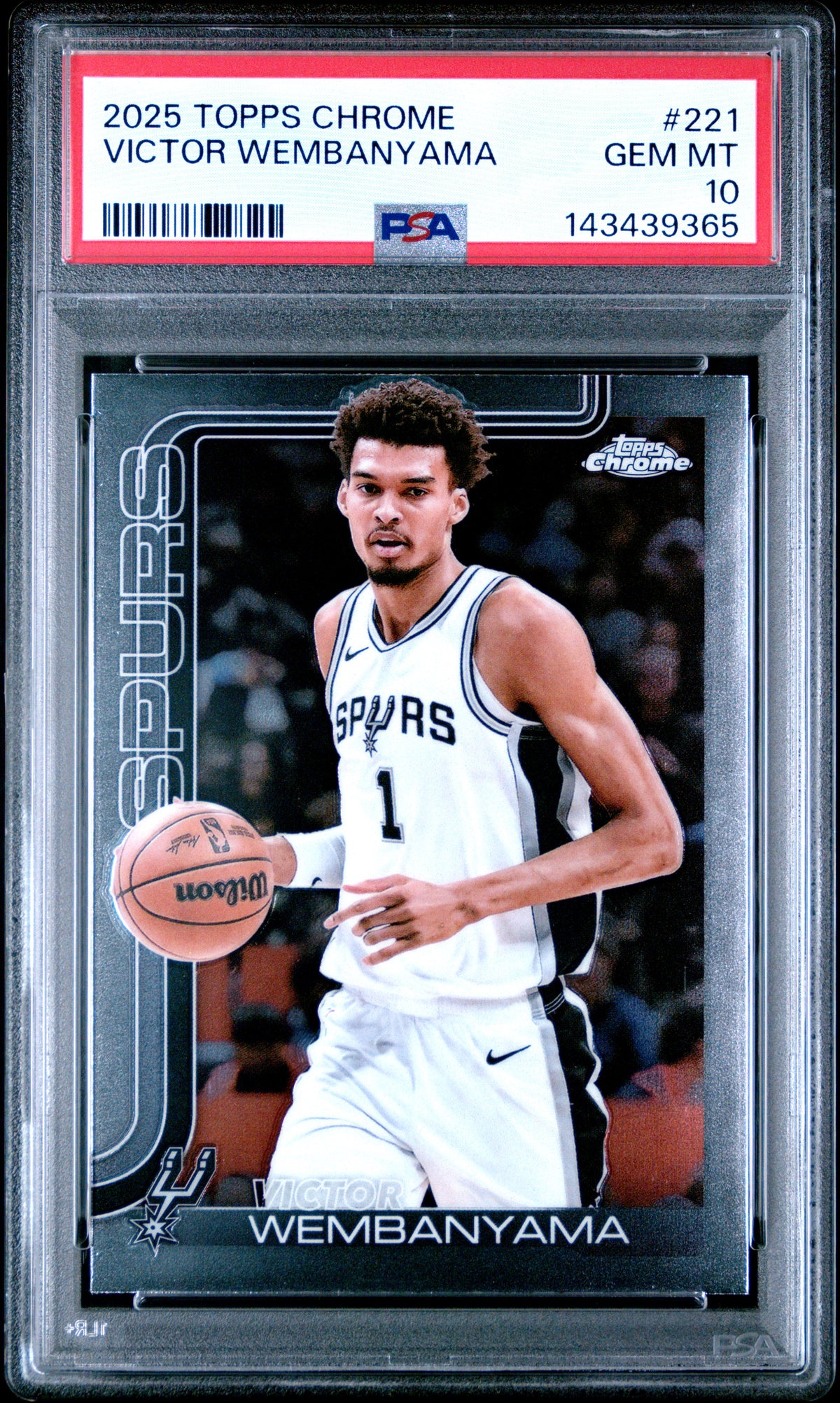 Victor Wembanyama 2025 Topps Chrome Basketball Card #221 Graded PSA 10 Cert #143439365-Powers Sports Memorabilia