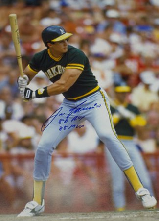 Jose Canseco Autographed Oakland A's 16x20 Photo dual 86 ROY & 88 MVP-Powers Sports Memorabilia
