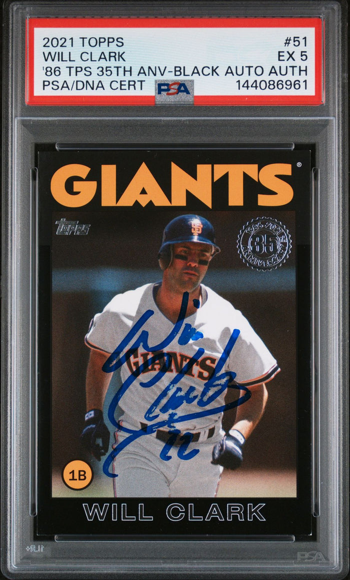 Will Clark 2021 Topps Black San Francisco Giants Signed Baseball Card #51 Authentic Auto Graded PSA 5 Cert #144086961 105/299-Powers Sports Memorabilia