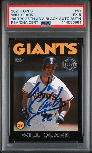 Will Clark 2021 Topps Black San Francisco Giants Signed Baseball Card #51 Authentic Auto Graded PSA 5 Cert #144086961 105/299-Powers Sports Memorabilia