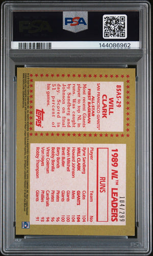 Will Clark 2020 Topps All Star Black San Francisco Giants Signed Baseball Card #85AS29 Authentic Auto Graded PSA 6 Cert #144086962 104/299-Powers Sports Memorabilia