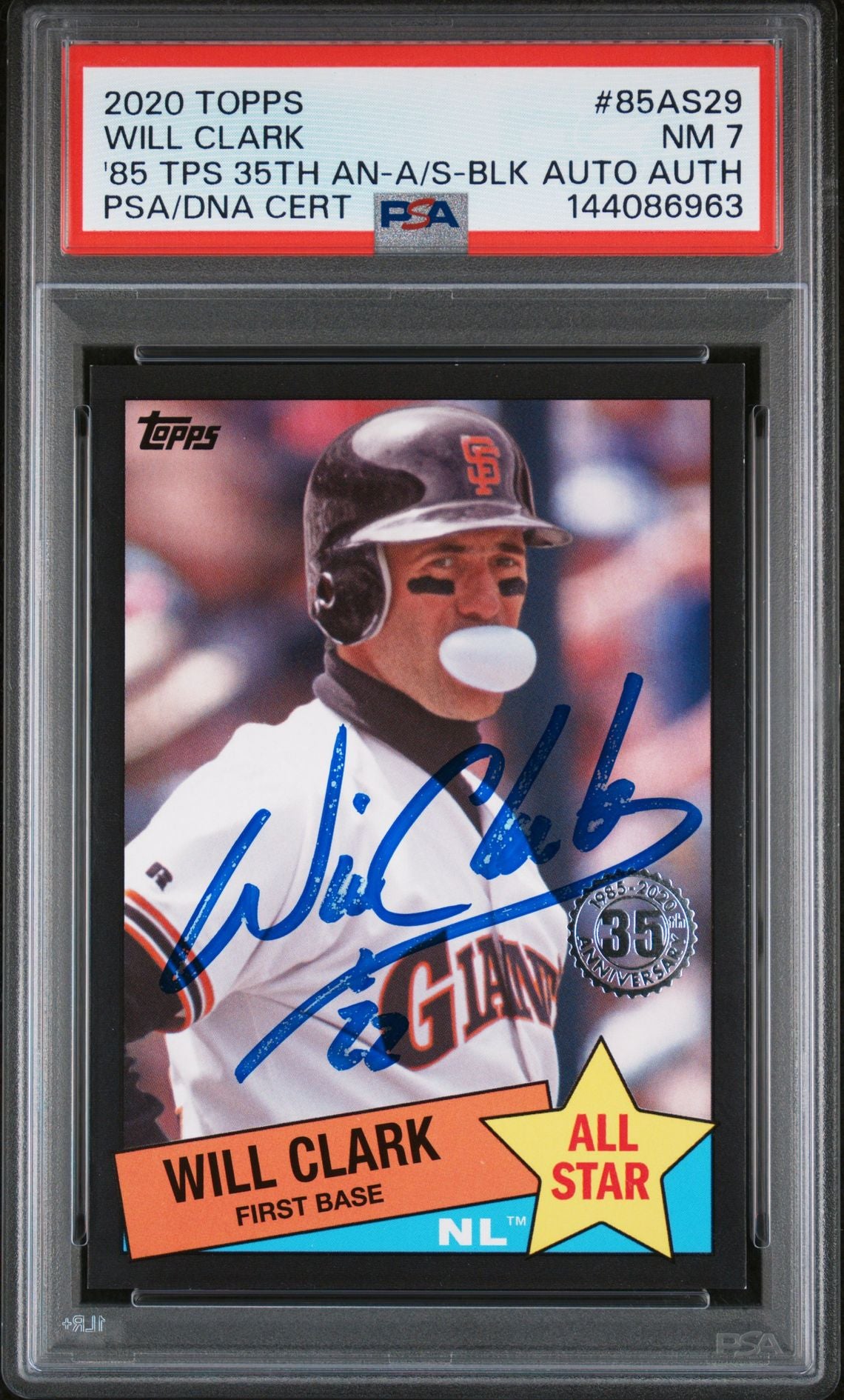 Will Clark 2020 Topps All Star Black San Francisco Giants Signed Baseball Card #85AS29 Authentic Auto Graded PSA 7 Cert #144086963 32/299-Powers Sports Memorabilia
