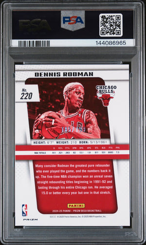 Dennis Rodman 2024 Panini Prizm Deca Red Chicago Bulls Signed Basketball Card #220 Authentic Auto Graded PSA 9 Cert #144086965 185/199-Powers Sports Memorabilia
