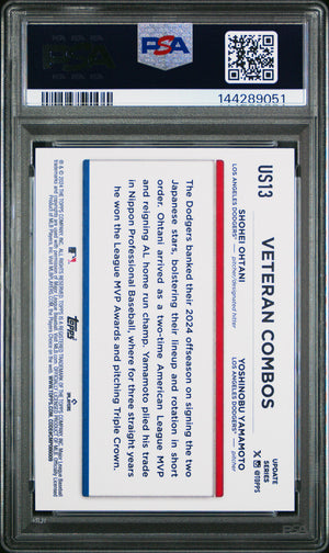 Shohei Ohtani Yoshinobu Yamamoto 2024 Topps Update Los Angeles Dodgers Royal Blue Baseball Card #US13 Graded PSA 9 Cert #144289051-Powers Sports Memorabilia